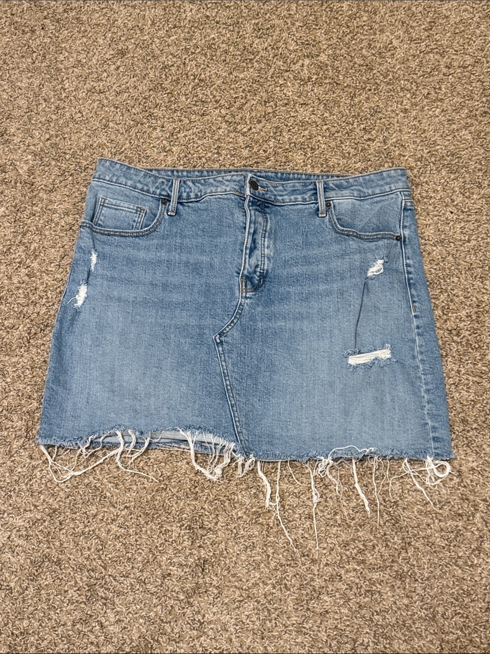 Old Navy Light Blue Grunge Trendy Sexy Ripped Fall Distressed Denim Mini Skirt